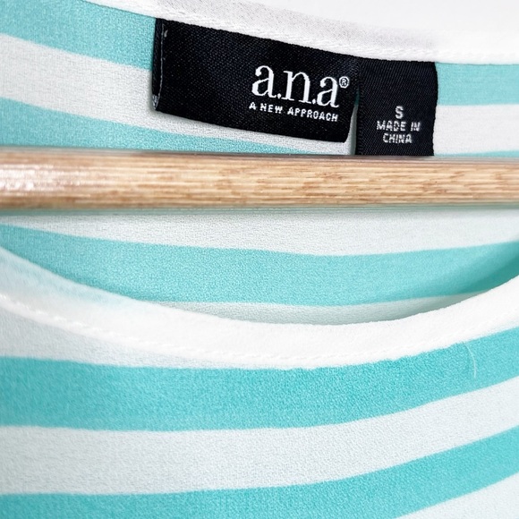 A.n.a Women's Vintage Striped Short Sleeve Oversized Crewneck Lightweight Blouse - Picture 15 of 16